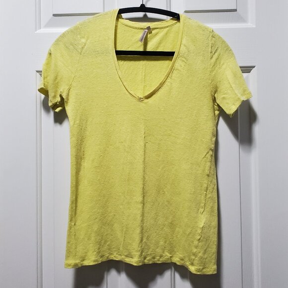 Banana Republic Tops - Banana Republic Yellow Linen V-Neck Shirt | Small